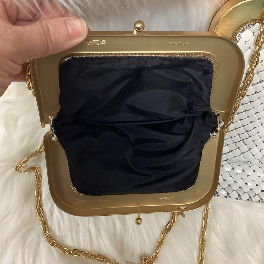 Set of 2 Whiting and Davis Rare Vintage Mesh Handbags - Black and White - Picture 5 of 7
